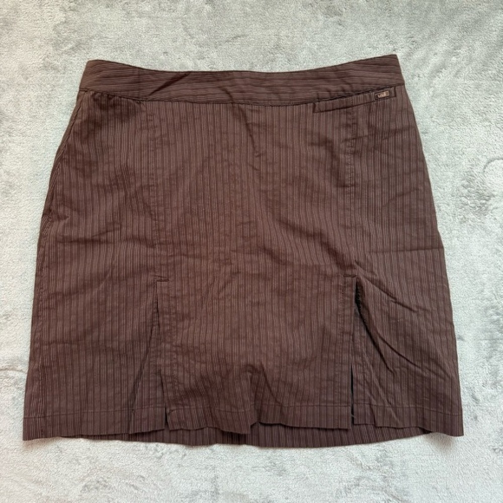 Lole Brown Pinstriped Cotton Nylon Poly Golf Skort - Size 10